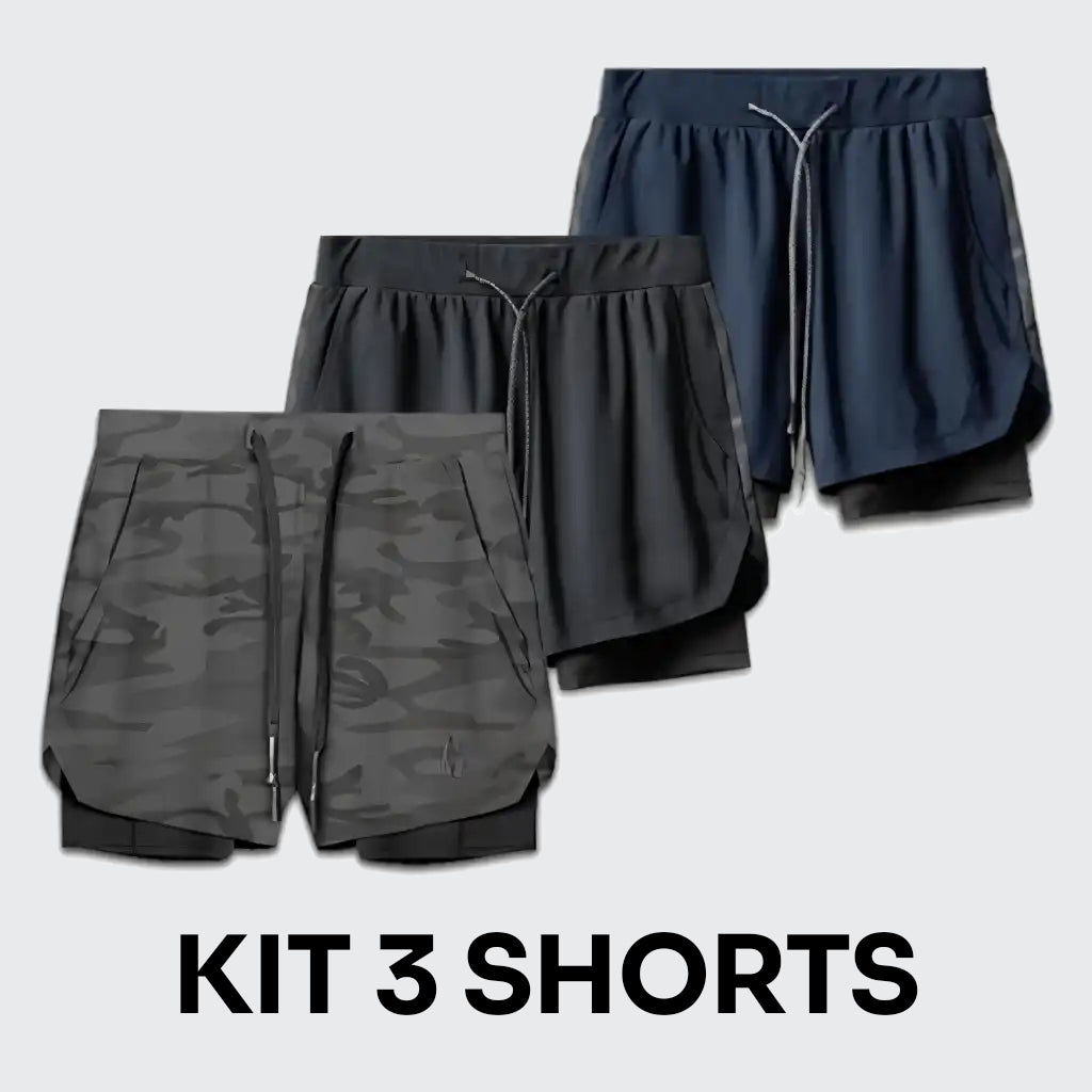 Shorts respiráveis,
Shorts masculinos para treino,
Shorts fitness,
Shorts esportivos,
Shorts de performance,
Shorts de compressão,
Shorts de academia,
Shorts com bolso para celular,
shorts 2 em 1,
Kit shorts esportivos+,